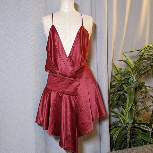 NEW House of CB London Red Lola Satin Slip Sleeveless Mini Dress Size Medium - Picture 4 of 10